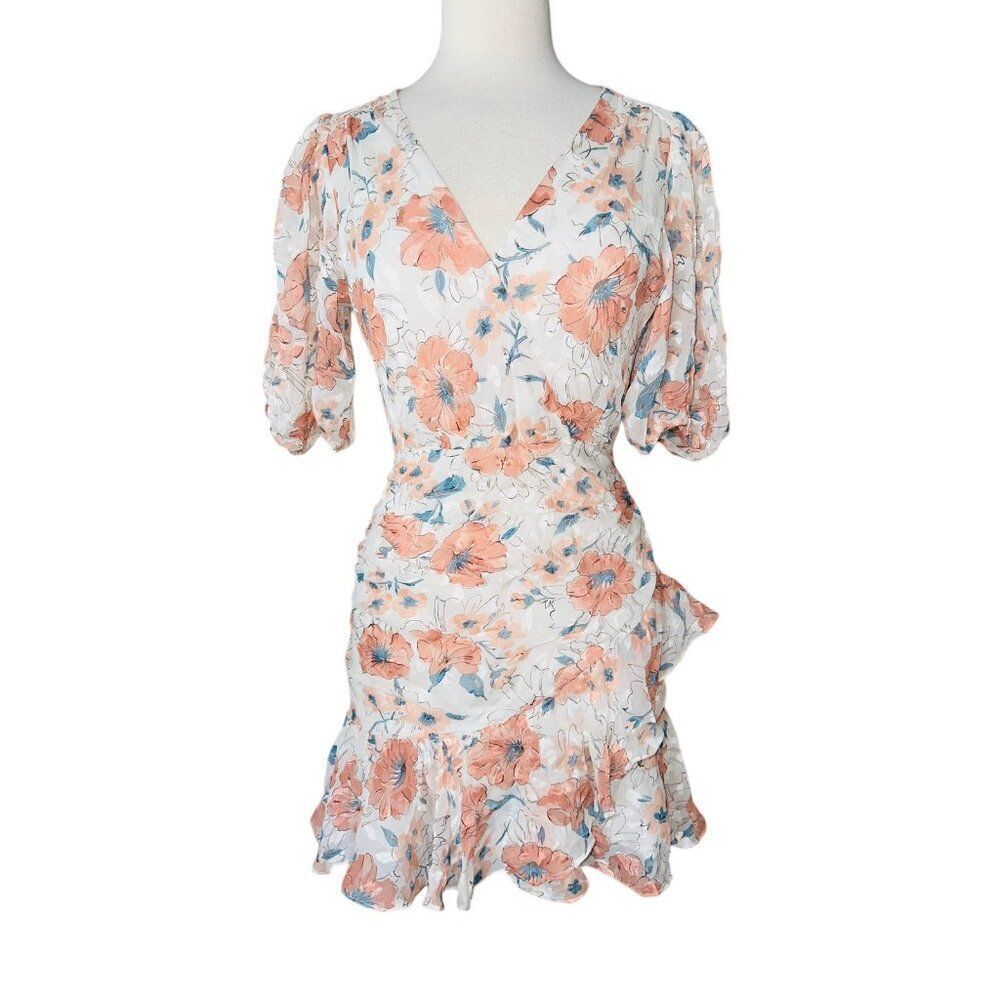 FB12‎ Rebecca Taylor AMELIE FLEUR WRAP DRESS size 0 2 4 Silk Floral Rose